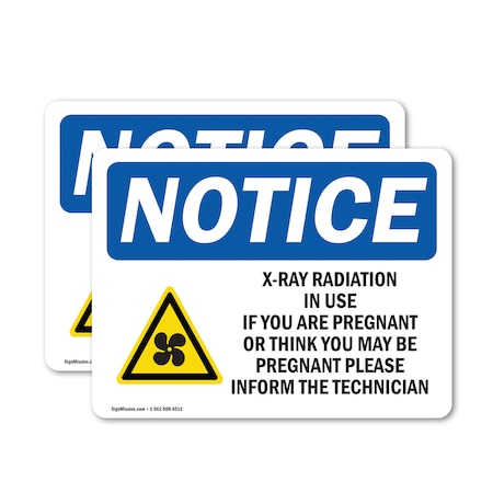 Signmission Radiation & Laser Sign, 7 in H x 10 in W, Vinyl Decal, Rectangle OS-2PACK-NS-D-710-L-19081